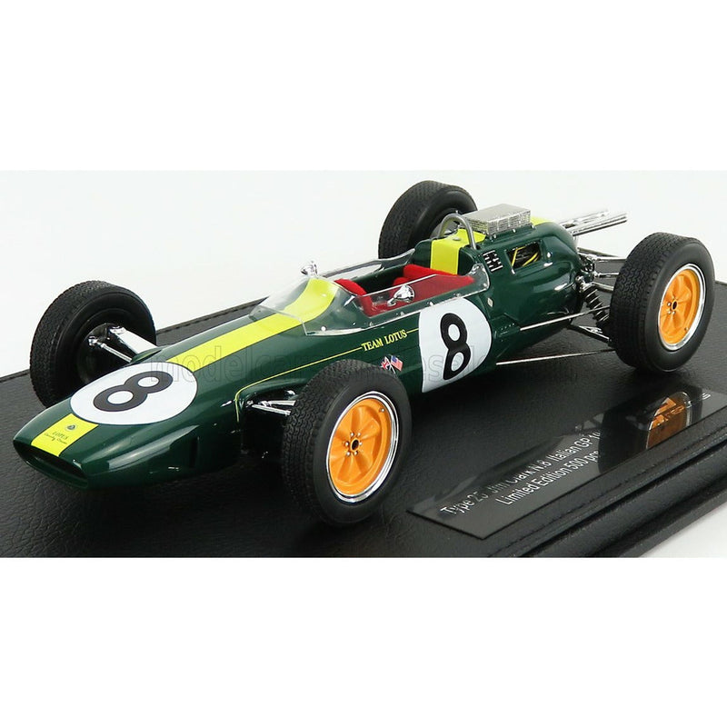 Lotus F1 Climax 25 N 8 Jim Clark Winner Italy GP 1963 World Champion Con Vetrina With Showcase Green Yellow - 1:18