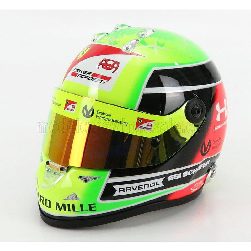 Schuberth Helmet F2 Casco Helmet Dallara Team Prema Racing N 20 Season Mick Schumacher 2020 F2 World Champion Yellow Green Red Black - 1:2