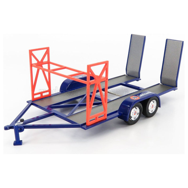 Accessories Carrello Trasporto Auto 2-Assi - Car Transporter Trailer Union 76 Blue Orange Grey 1:18