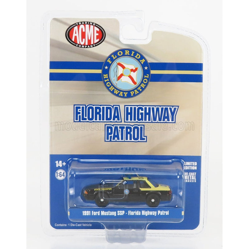 Ford USA Mustang SSP Florida Highway Patrol State Trooper 1991 Black Cream - 1:64