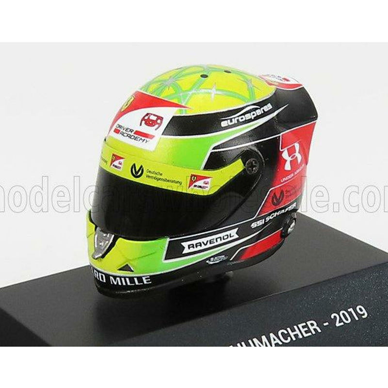 Schuberth Helmet F2 Keyring Helmet Dallara Team Prema Racing N 9 Season Mick Schumacher 2019 Yellow Green Red Black - 1:4