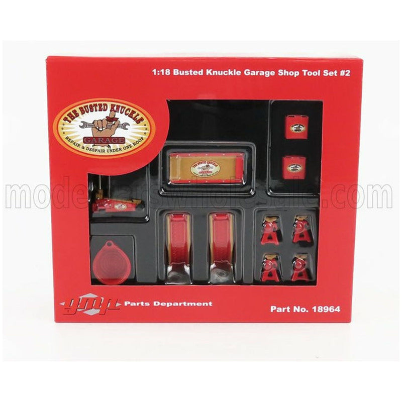 Accessories Set Officina Garage Tool Set The Busted Knuckle Red Gold - 1:18