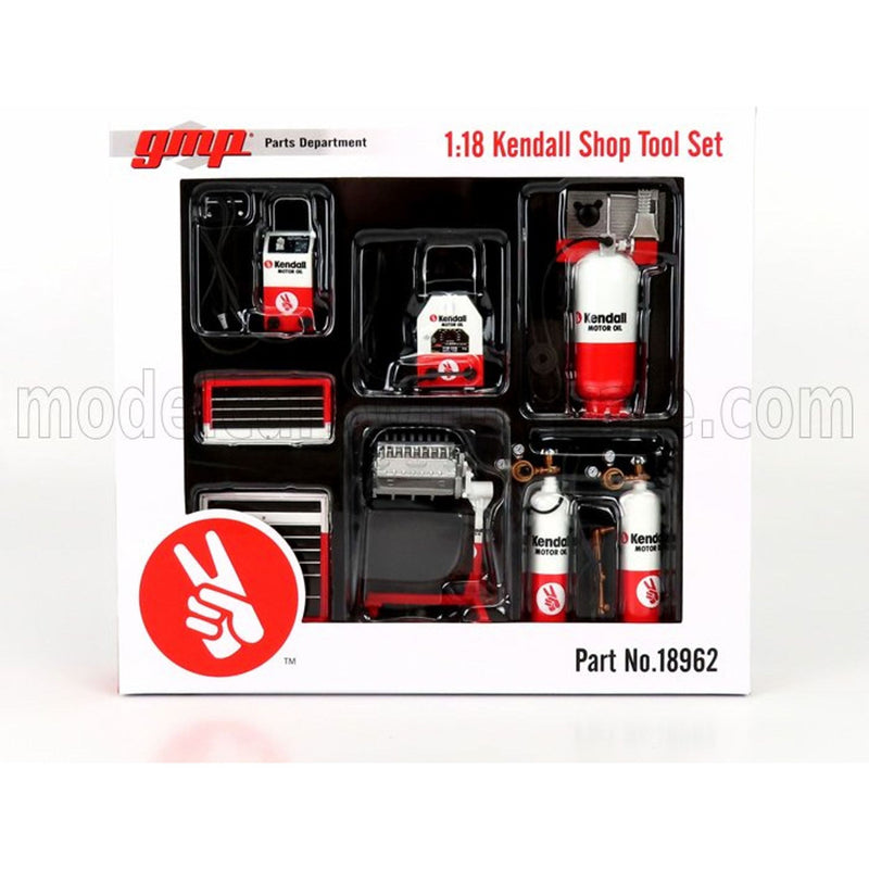 Accessories Set Officina Garage Tool Set Kendall White Red - 1:18