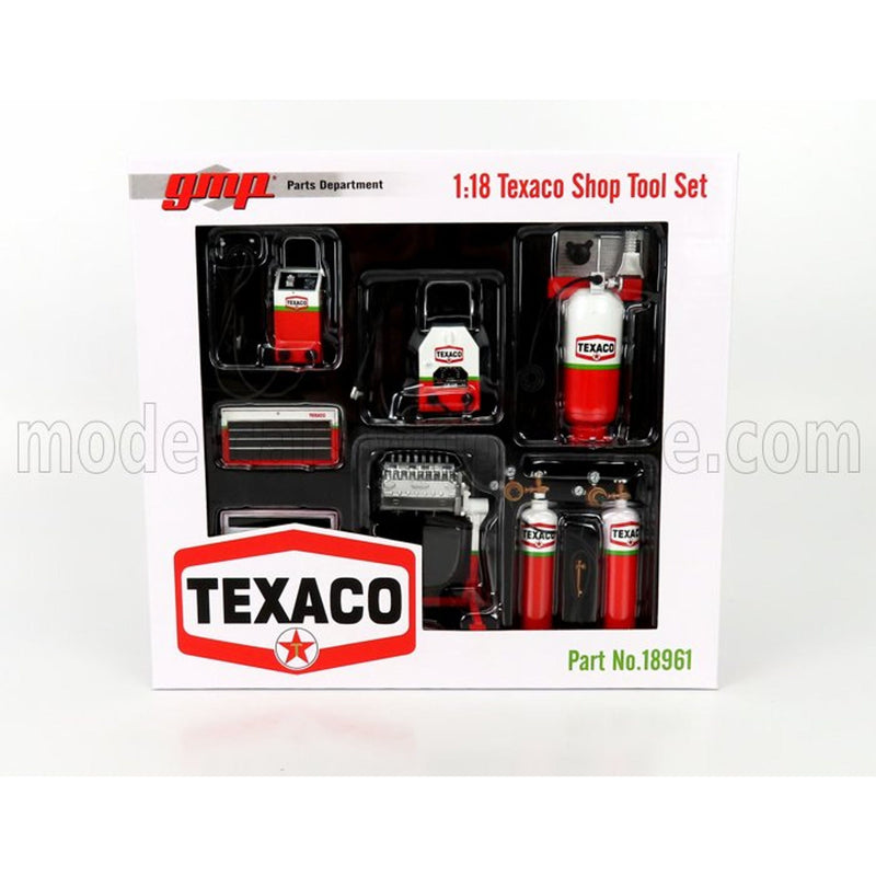 Accessories Set Officina Garage Tool Set Texaco Red White - 1:18