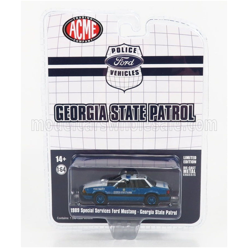 Ford USA Mustang Special Service Georgia State Patrol Police 1989 Blue Met - 1:64