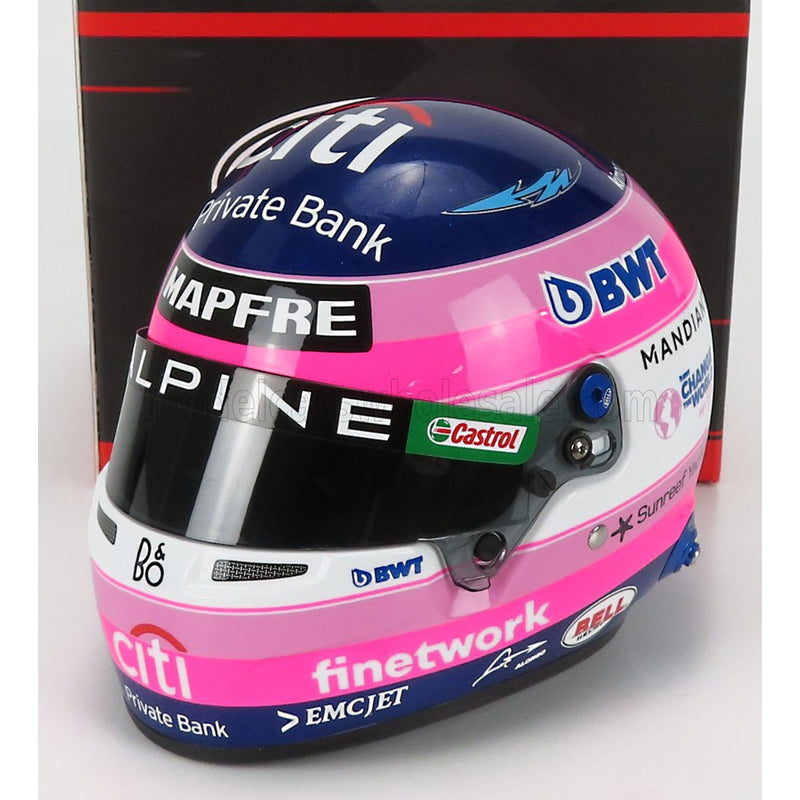 Bell Helmet F1 Casco Helmet A522 Team Alpine Bwt N 14 Season 2022 Fernando Alonso Blue Pink White - 1:2