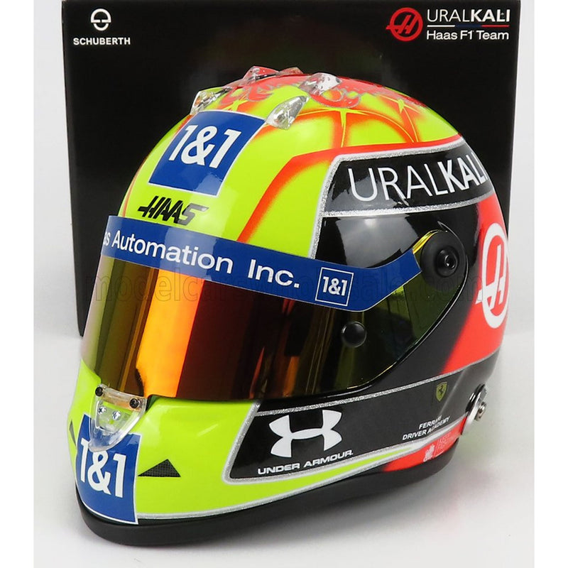 Schuberth Helmet F1 Casco Helmet Vf-21 Team Uralkali N 47 British Silverstone GP 2021 Mick Schumacher Green Red Black Yellow - 1:2