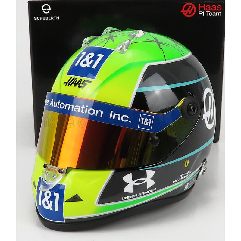 Schuberth Helmet F1 Casco Helmet Vf-22 Team Haas N 47 Season 2022 Mick Schumacher Green Black Yellow - 1:2