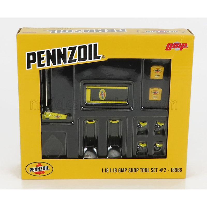 Accessories Set Officina Garage Tool Set Pennzoil Yellow Black - 1:18