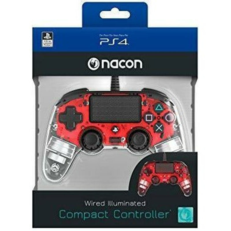 Nacon Wired Compact Controller Clear Red PS4
