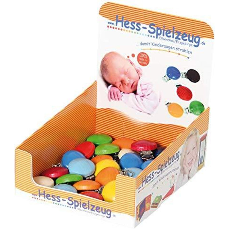 Hess 00121 28 Pieces Wooden Clips in Display, Multi-Color Toys
