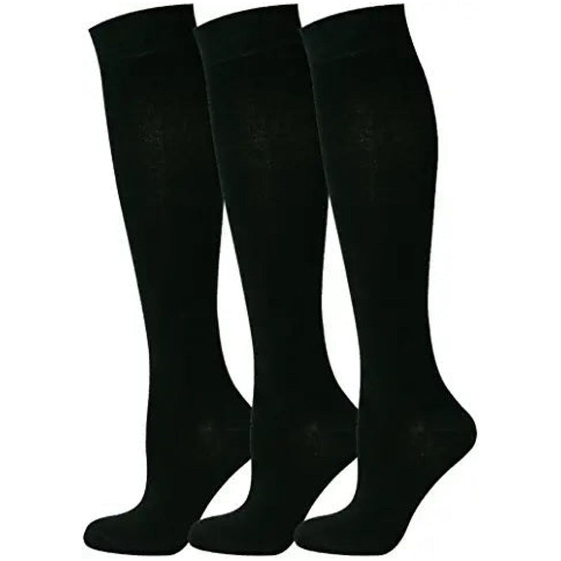 Cotton Rich Junior Knee High Socks Black - Pack Of 3 - Size 12-3