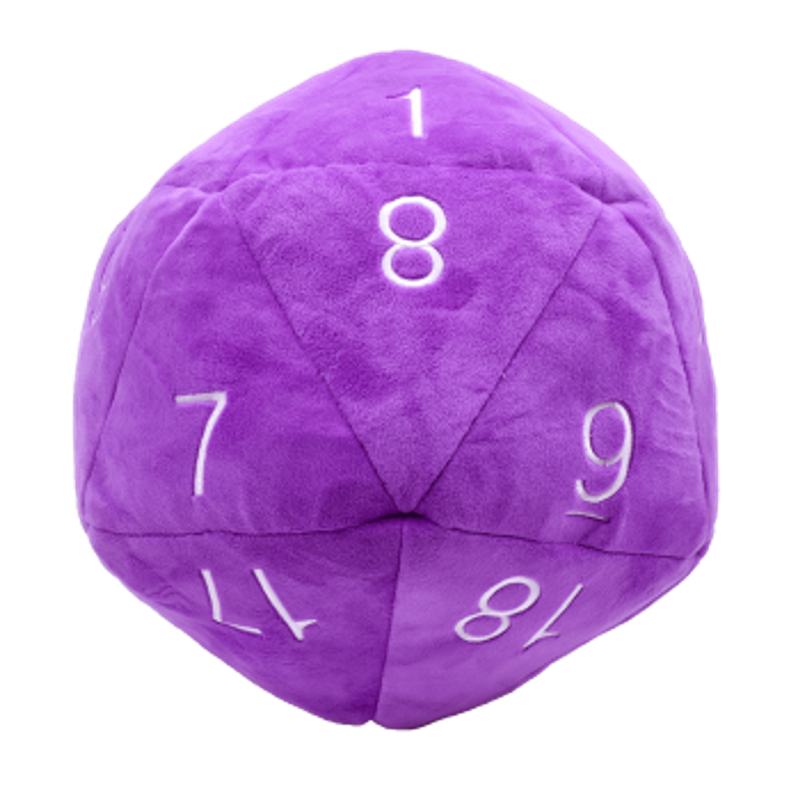 Dice Jumbo D20 Novelty Dice Plush In Purple With White Numbering