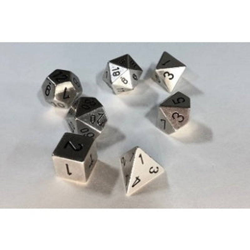 Specialty Dice Sets Solid Metal Silver Colour Poly 7 Die Set