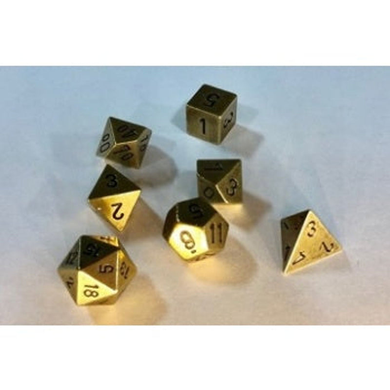 Specialty Dice Sets Solid Metal Old Brass Colour Poly 7 Die Set
