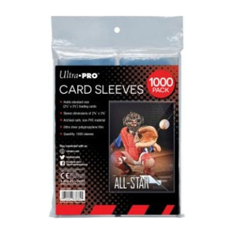 Clear Card Sleeves For Standard Size Trading Cards - 2.5 X 3.5 Inch - 1000 Count Retail Pack