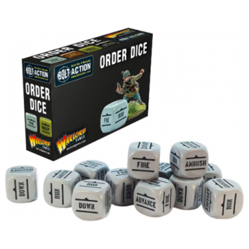 Bolt Action Orders Dice Grey - x12