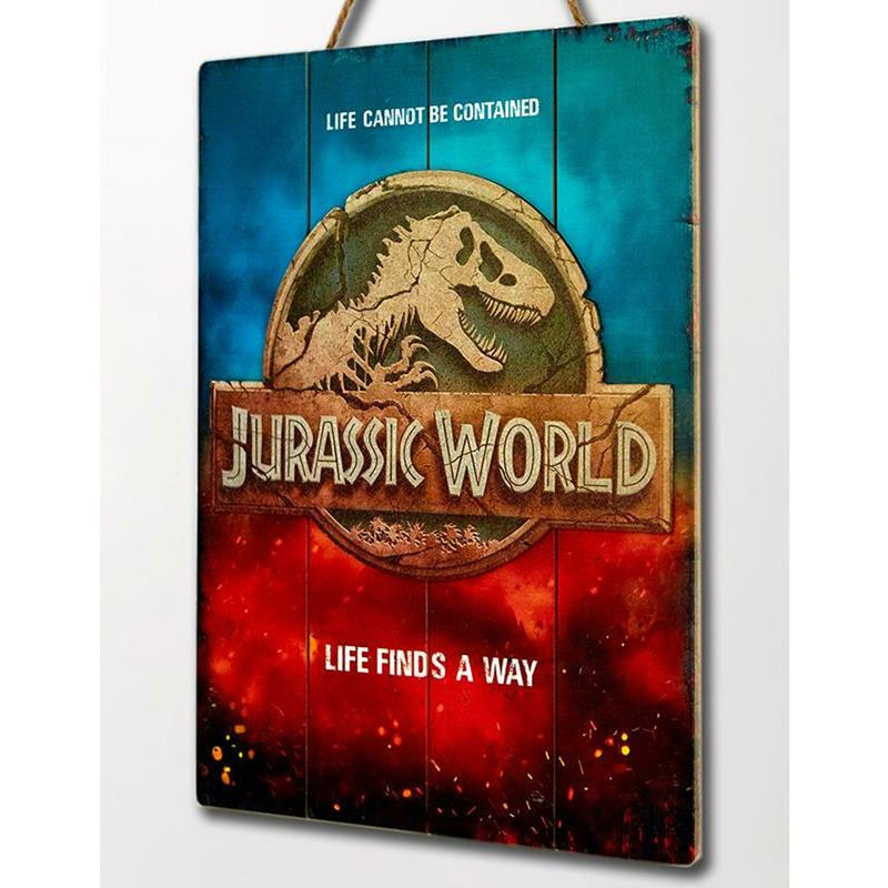 Jurassic World Logo Wooden Poster