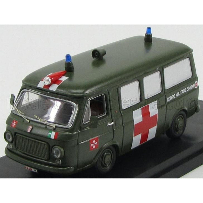 Fiat 238 Minibus Ambulanza Militare Sovrano Ordine Di Malta 1970 Military Green - 1:43
