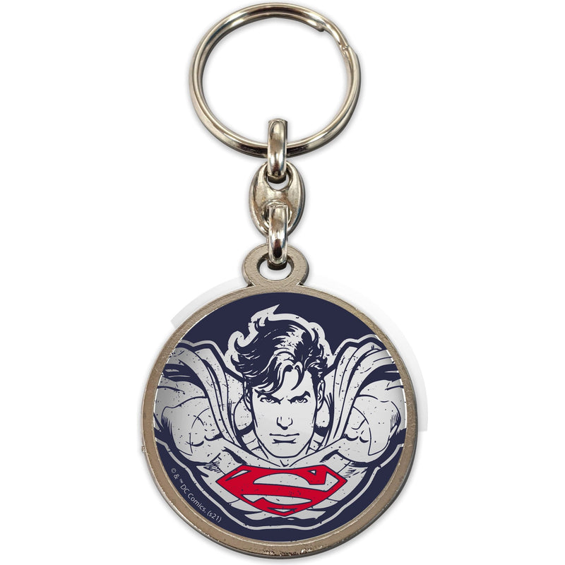 DC Superman Face Round Metal Keychain