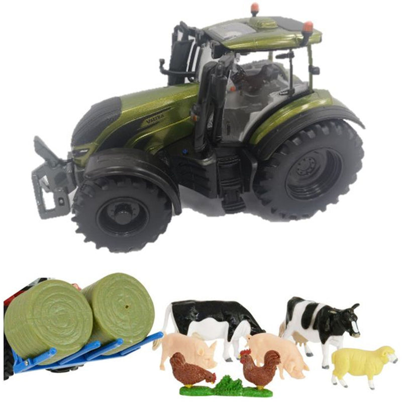 Valtra Playset Metallic Olive Green (Cow Feeder + Bale Lifter) - 1:32