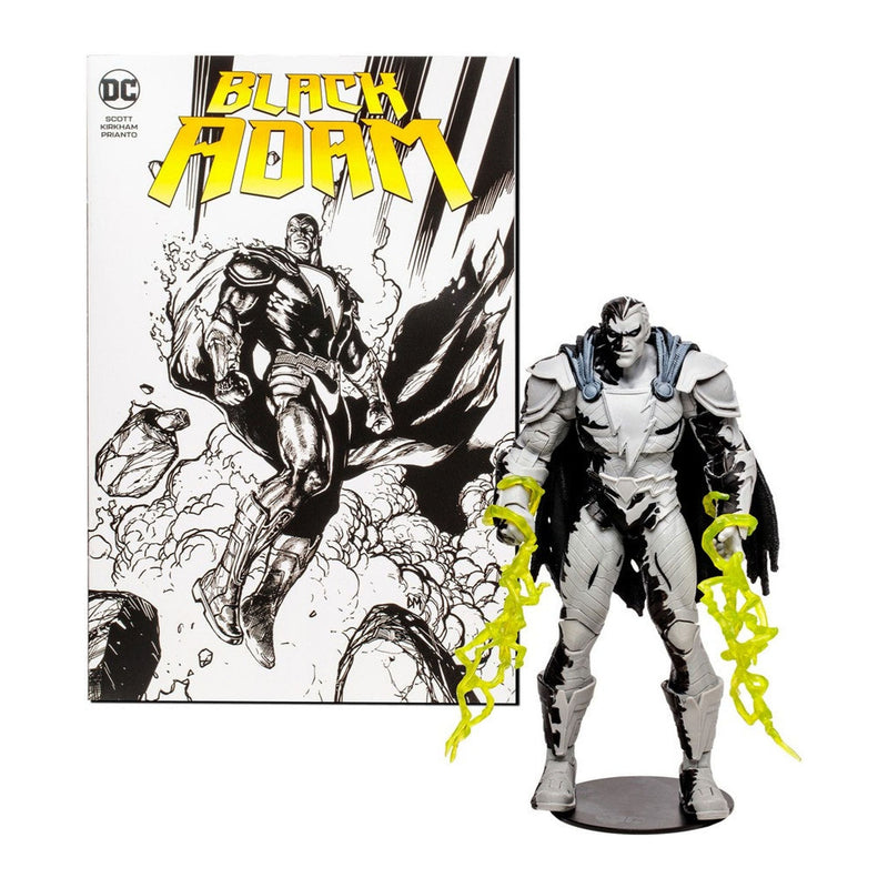 DC Comics: Black Adam Line Art Variant 7 Inch Action Figure With Black Adam Comic