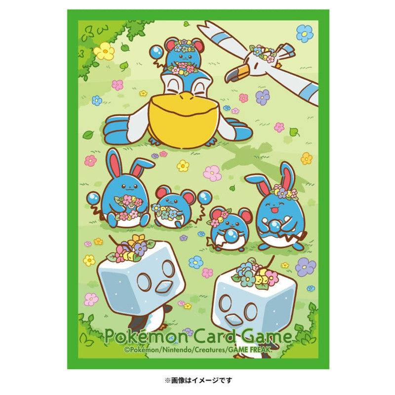Card Sleeves Flower Crown and Marill Pokemon - 9.2 × 6.6 × 0.02 cm