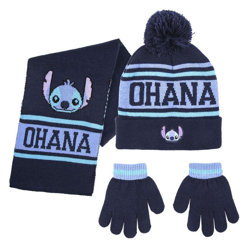 Disney Stitch Kids Winter Set Cap Gloves Scarf