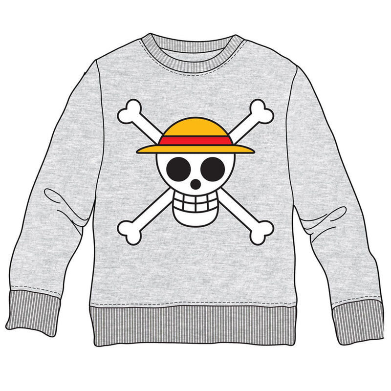 One Piece Skull Adult Sweatshirt Grey