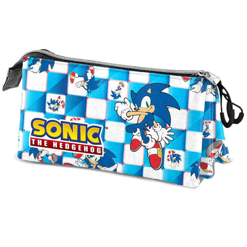 Sonic The Hedgehog Blue Lay Triple Pencil Case - 23 x 7 x 11 CM