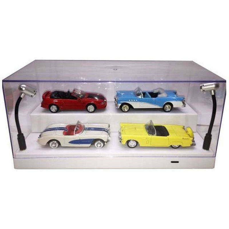 Display Case And 2 Led Lamps (White Base) 1:24 / 1:43 / 1:64