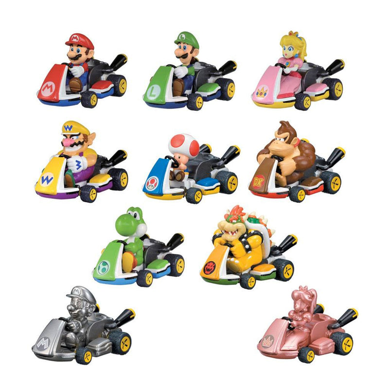 Mario Kart Pull Back Cars Mystery Pack Display - Pack Of 12