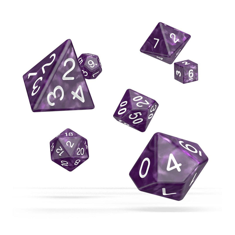 Oakie Doakie Dice Role Playing Game Set Marble Purple - Pack Of 7