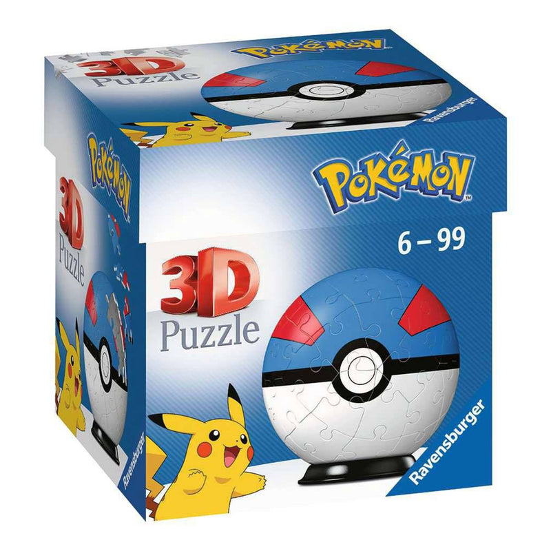 Ravensburger Pokemon 3D Puzzle Pokéballs: Great Ball - 55 Pieces
